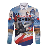 Personalized Chile Independence Day 18th September Long Sleeve Button Shirt Andean Condor Flying - Wonder Print Shop