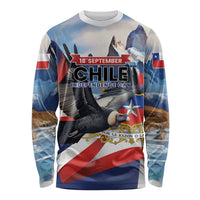 Personalized Chile Independence Day 18th September Long Sleeve Shirt Andean Condor Flying - Wonder Print Shop
