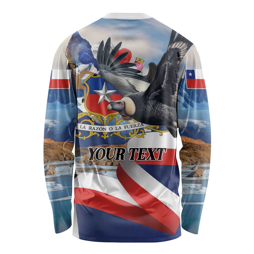 Personalized Chile Independence Day 18th September Long Sleeve Shirt Andean Condor Flying - Wonder Print Shop