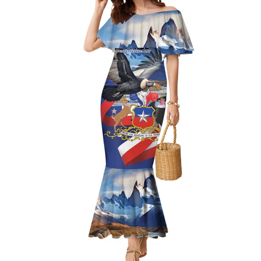 Personalized Chile Independence Day 18th September Mermaid Dress Andean Condor Flying - Wonder Print Shop