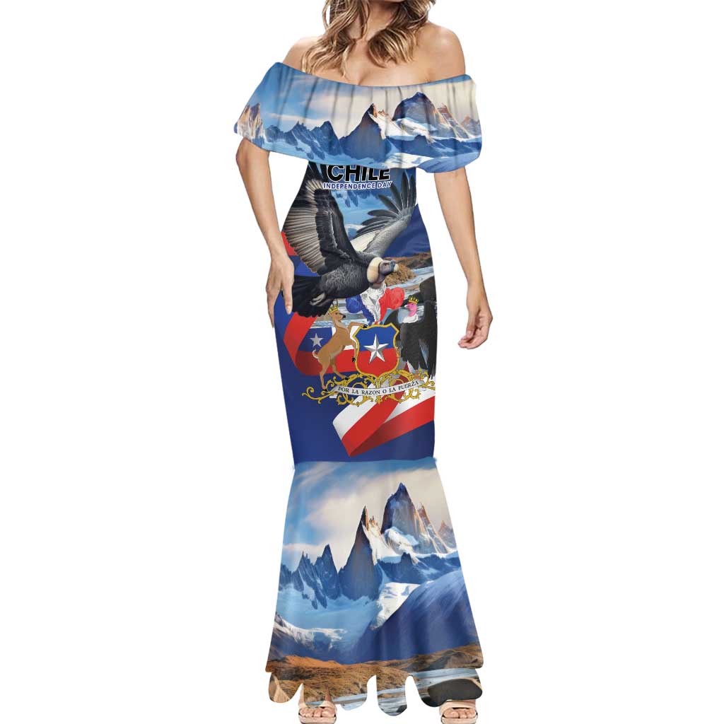 Personalized Chile Independence Day 18th September Mermaid Dress Andean Condor Flying - Wonder Print Shop