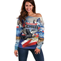 Personalized Chile Independence Day 18th September Off Shoulder Sweater Andean Condor Flying - Wonder Print Shop