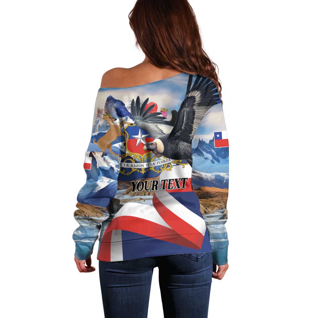 Personalized Chile Independence Day 18th September Off Shoulder Sweater Andean Condor Flying - Wonder Print Shop