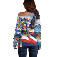 Personalized Chile Independence Day 18th September Off Shoulder Sweater Andean Condor Flying - Wonder Print Shop