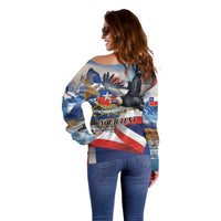 Personalized Chile Independence Day 18th September Off Shoulder Sweater Andean Condor Flying - Wonder Print Shop