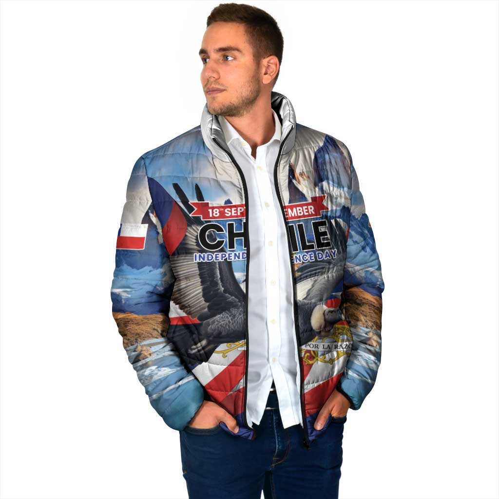 Personalized Chile Independence Day 18th September Padded Jacket Andean Condor Flying - Wonder Print Shop