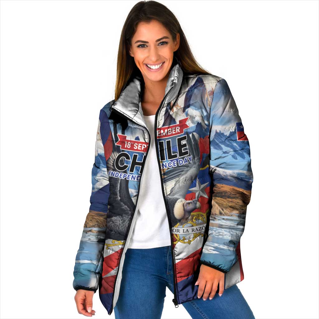 Personalized Chile Independence Day 18th September Padded Jacket Andean Condor Flying - Wonder Print Shop