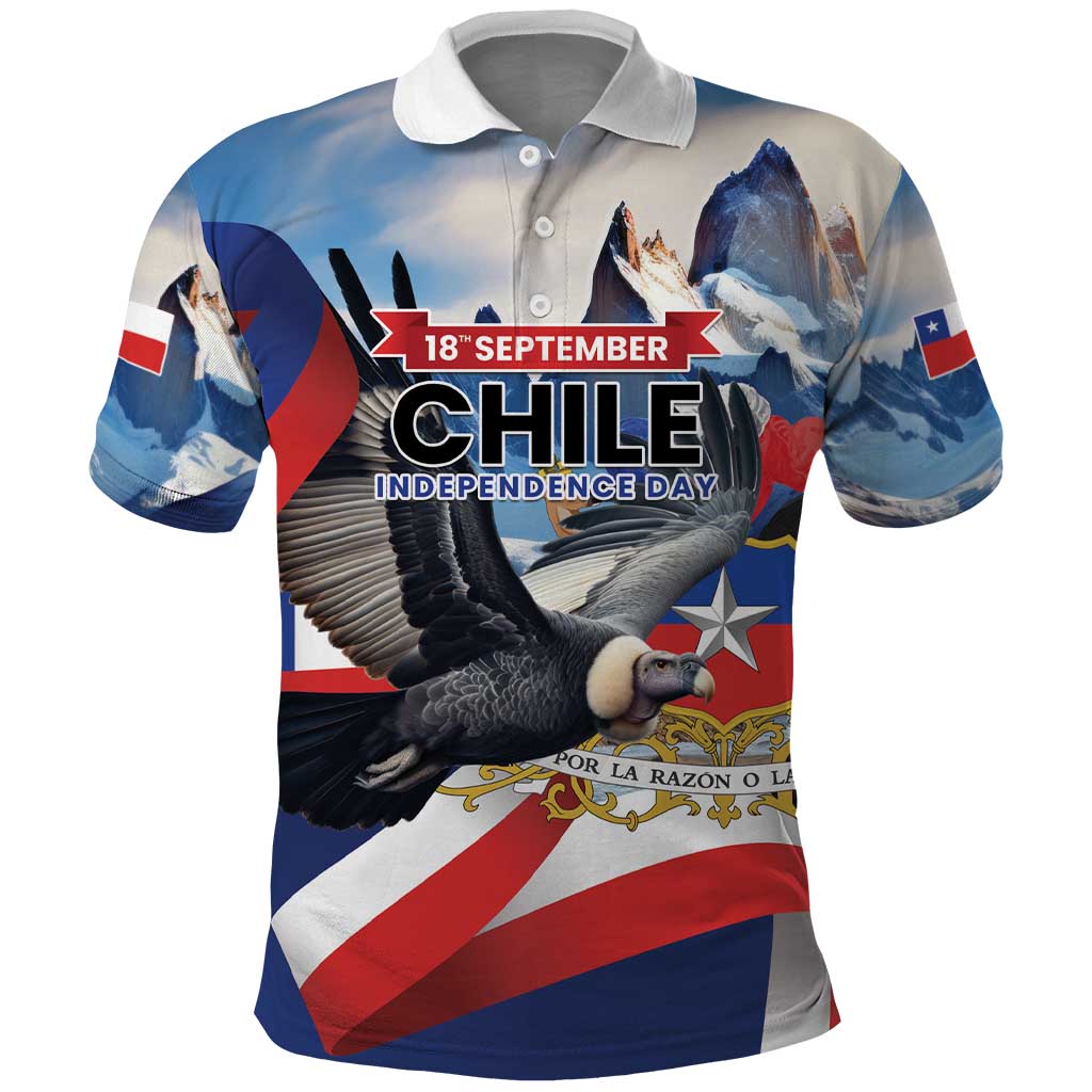 Personalized Chile Independence Day 18th September Polo Shirt Andean Condor Flying - Wonder Print Shop