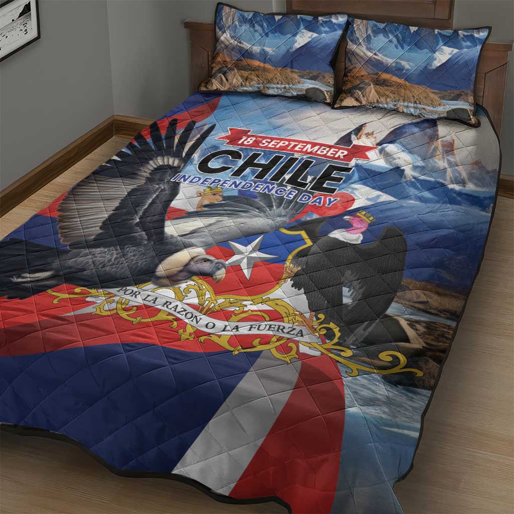 Chile Independence Day 18th September Quilt Bed Set Andean Condor Flying - Wonder Print Shop