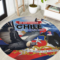 Chile Independence Day 18th September Round Carpet Andean Condor Flying - Wonder Print Shop