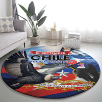 Chile Independence Day 18th September Round Carpet Andean Condor Flying - Wonder Print Shop