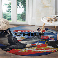 Chile Independence Day 18th September Round Carpet Andean Condor Flying - Wonder Print Shop