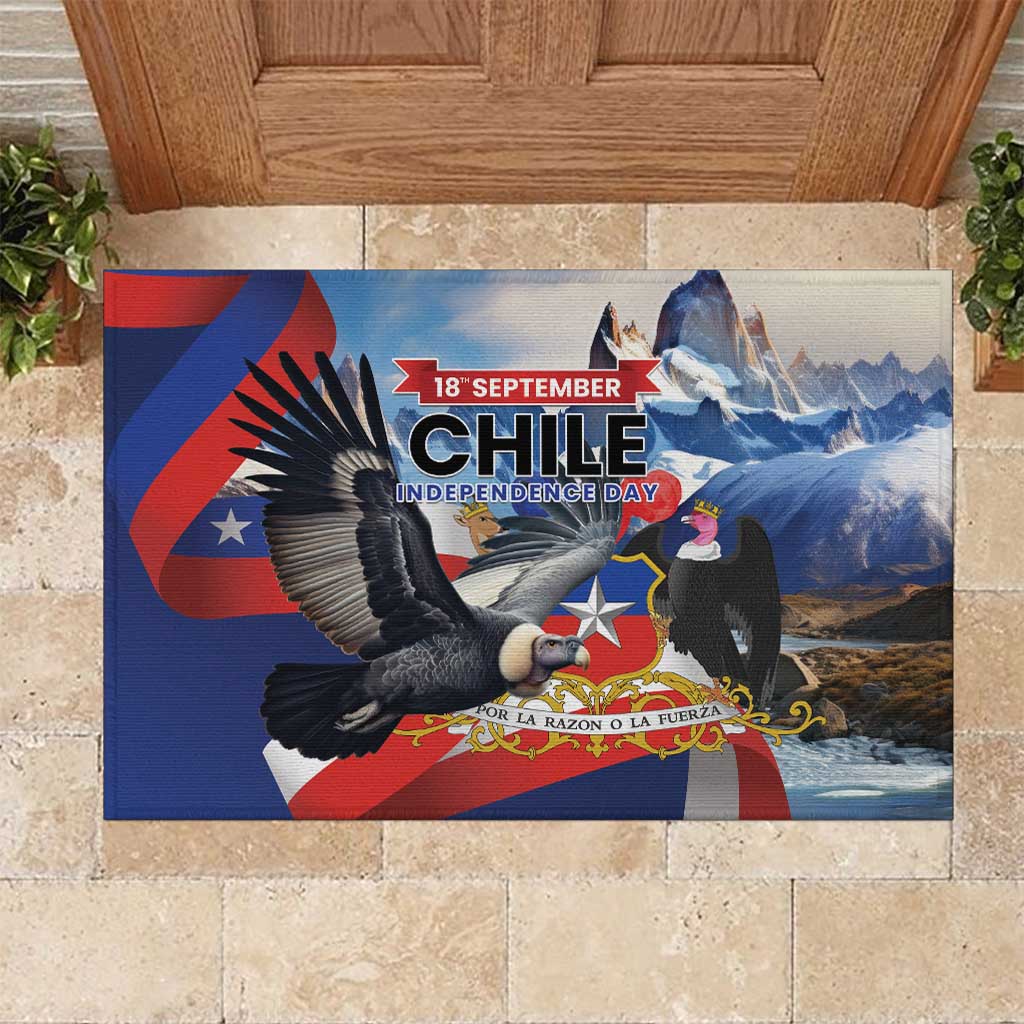 Chile Independence Day 18th September Rubber Doormat Andean Condor Flying - Wonder Print Shop