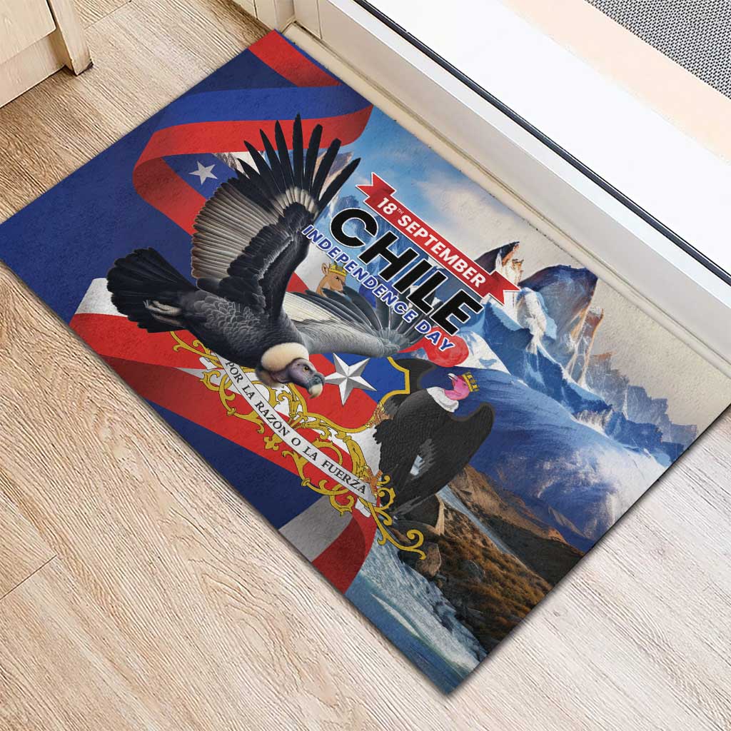 Chile Independence Day 18th September Rubber Doormat Andean Condor Flying - Wonder Print Shop