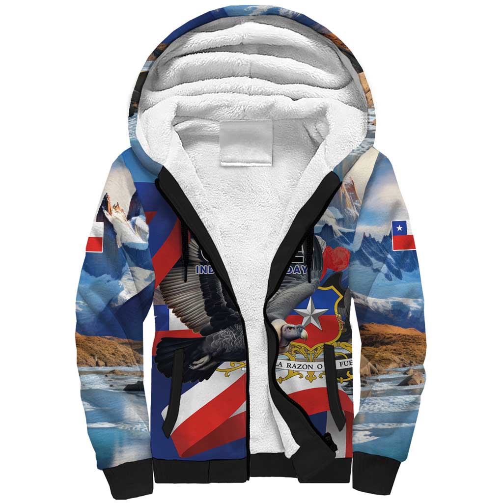 Personalized Chile Independence Day 18th September Sherpa Hoodie Andean Condor Flying - Wonder Print Shop