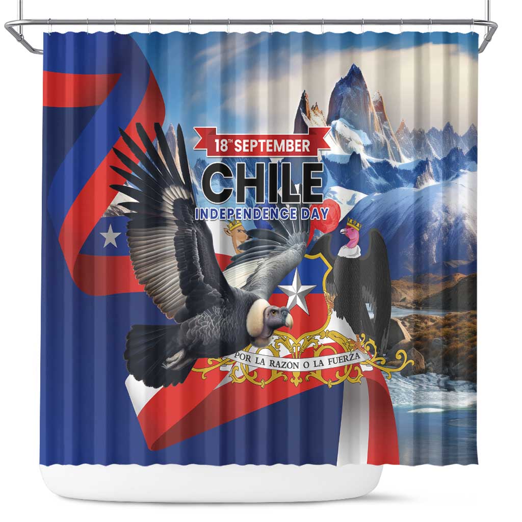 Chile Independence Day 18th September Shower Curtain Andean Condor Flying - Wonder Print Shop