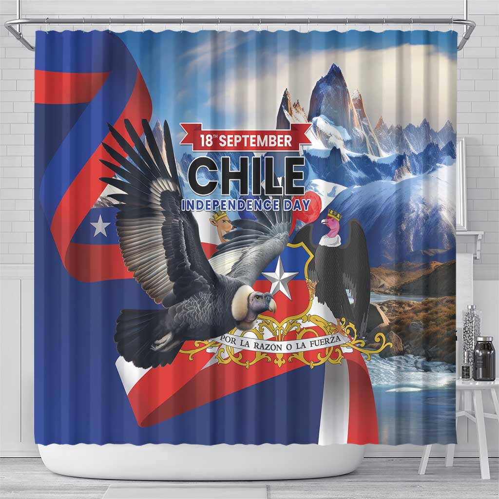 Chile Independence Day 18th September Shower Curtain Andean Condor Flying - Wonder Print Shop