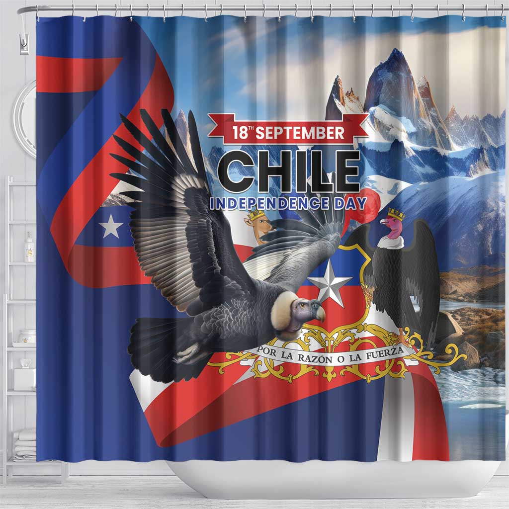 Chile Independence Day 18th September Shower Curtain Andean Condor Flying - Wonder Print Shop