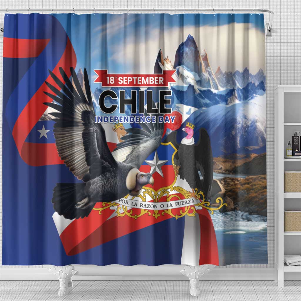 Chile Independence Day 18th September Shower Curtain Andean Condor Flying - Wonder Print Shop