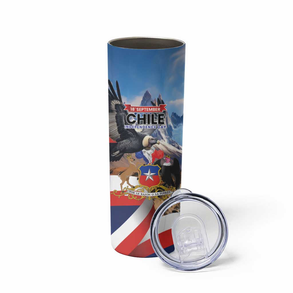 Personalized Chile Independence Day 18th September Skinny Tumbler Andean Condor Flying - Wonder Print Shop