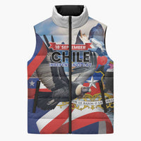Personalized Chile Independence Day 18th September Sleeveless Puffer Jacket Andean Condor Flying - Wonder Print Shop