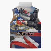 Personalized Chile Independence Day 18th September Sleeveless Puffer Jacket Andean Condor Flying - Wonder Print Shop