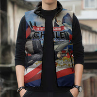 Personalized Chile Independence Day 18th September Sleeveless Puffer Jacket Andean Condor Flying - Wonder Print Shop