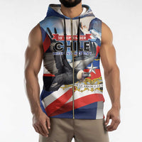 Personalized Chile Independence Day 18th September Sleeveless Zip Hoodie Andean Condor Flying - Wonder Print Shop