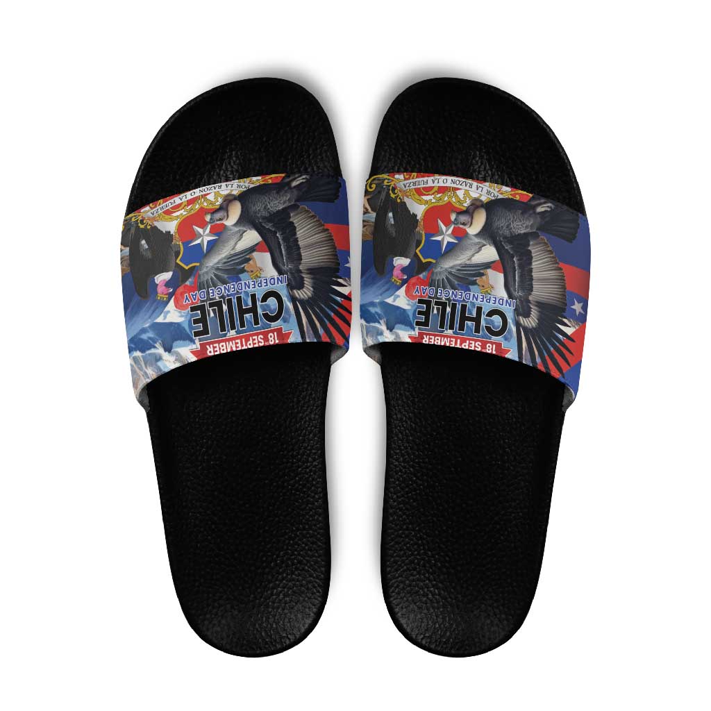 Chile Independence Day 18th September Slide Sandals Andean Condor Flying - Wonder Print Shop
