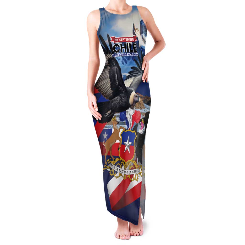 Personalized Chile Independence Day 18th September Tank Maxi Dress Andean Condor Flying - Wonder Print Shop