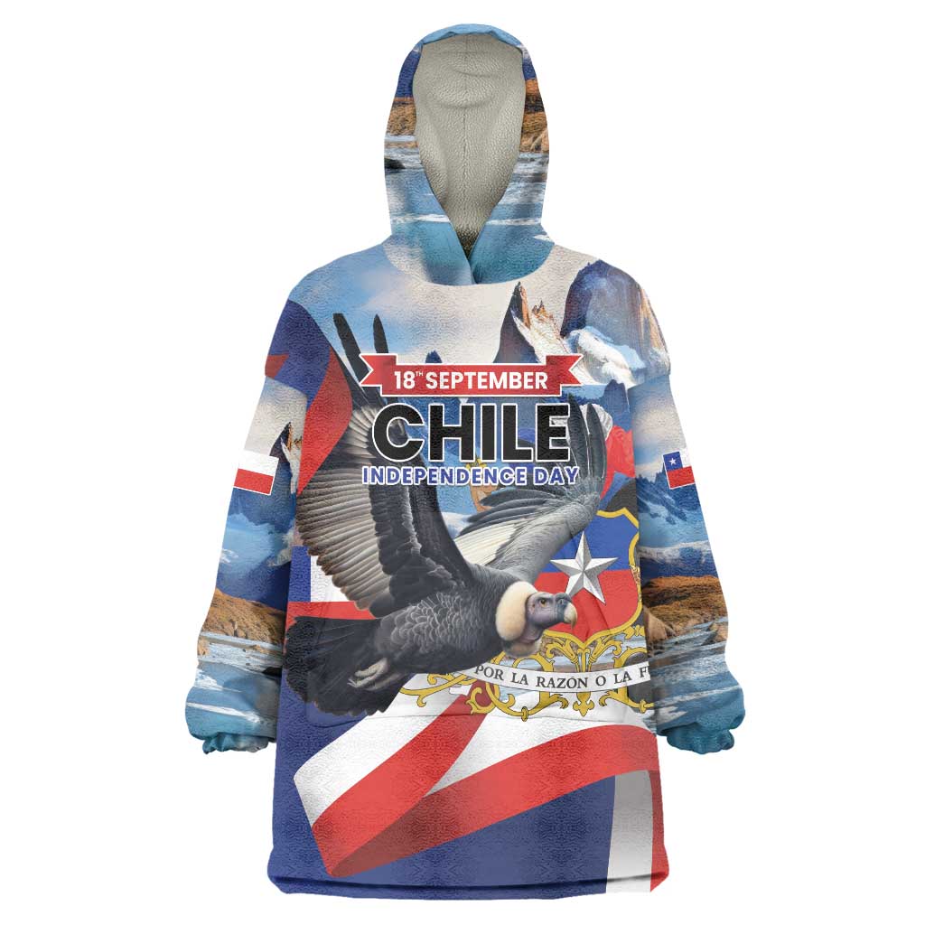 Personalized Chile Independence Day 18th September Wearable Blanket Hoodie Andean Condor Flying - Wonder Print Shop