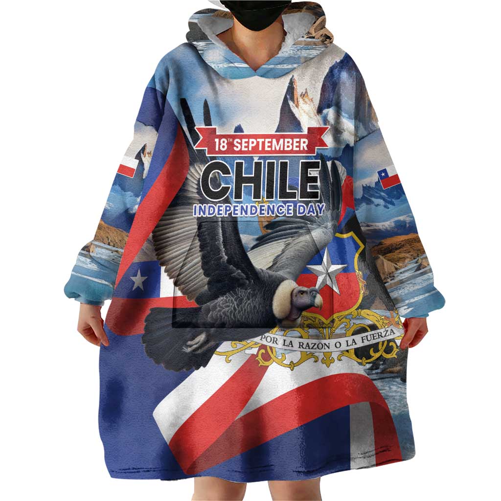 Personalized Chile Independence Day 18th September Wearable Blanket Hoodie Andean Condor Flying - Wonder Print Shop