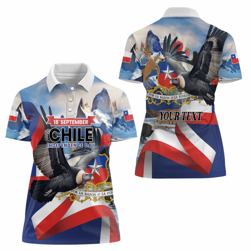Personalized Chile Independence Day 18th September Women Polo Shirt Andean Condor Flying - Wonder Print Shop