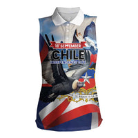 Personalized Chile Independence Day 18th September Women Sleeveless Polo Shirt Andean Condor Flying - Wonder Print Shop