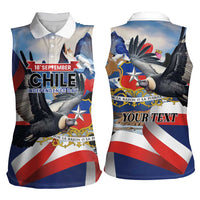Personalized Chile Independence Day 18th September Women Sleeveless Polo Shirt Andean Condor Flying - Wonder Print Shop