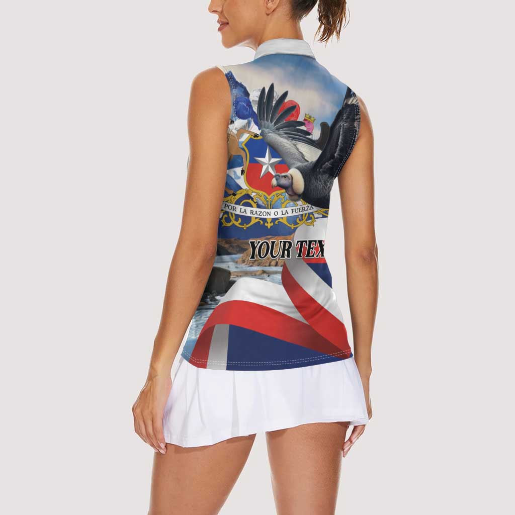 Personalized Chile Independence Day 18th September Women Sleeveless Polo Shirt Andean Condor Flying - Wonder Print Shop