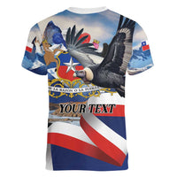 Personalized Chile Independence Day 18th September Women V-Neck T-Shirt Andean Condor Flying - Wonder Print Shop