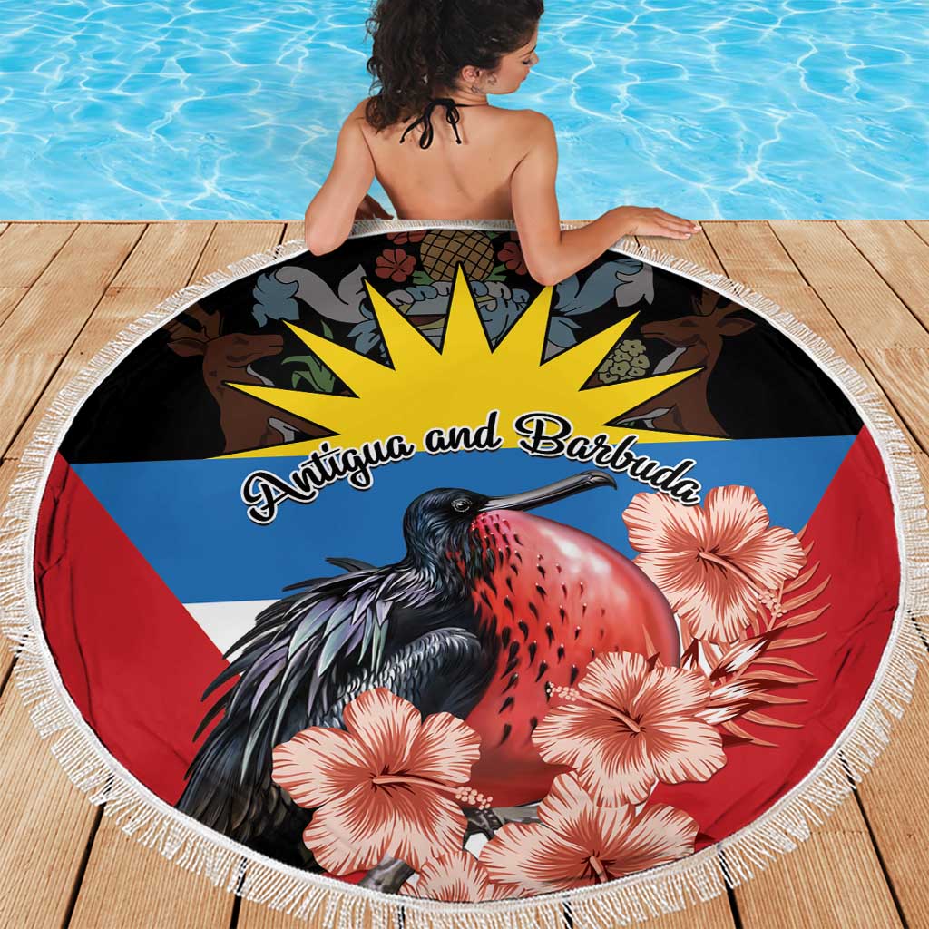 Antigua and Barbuda Beach Blanket Magnificent Frigatebird Hibiscus - Wonder Print Shop