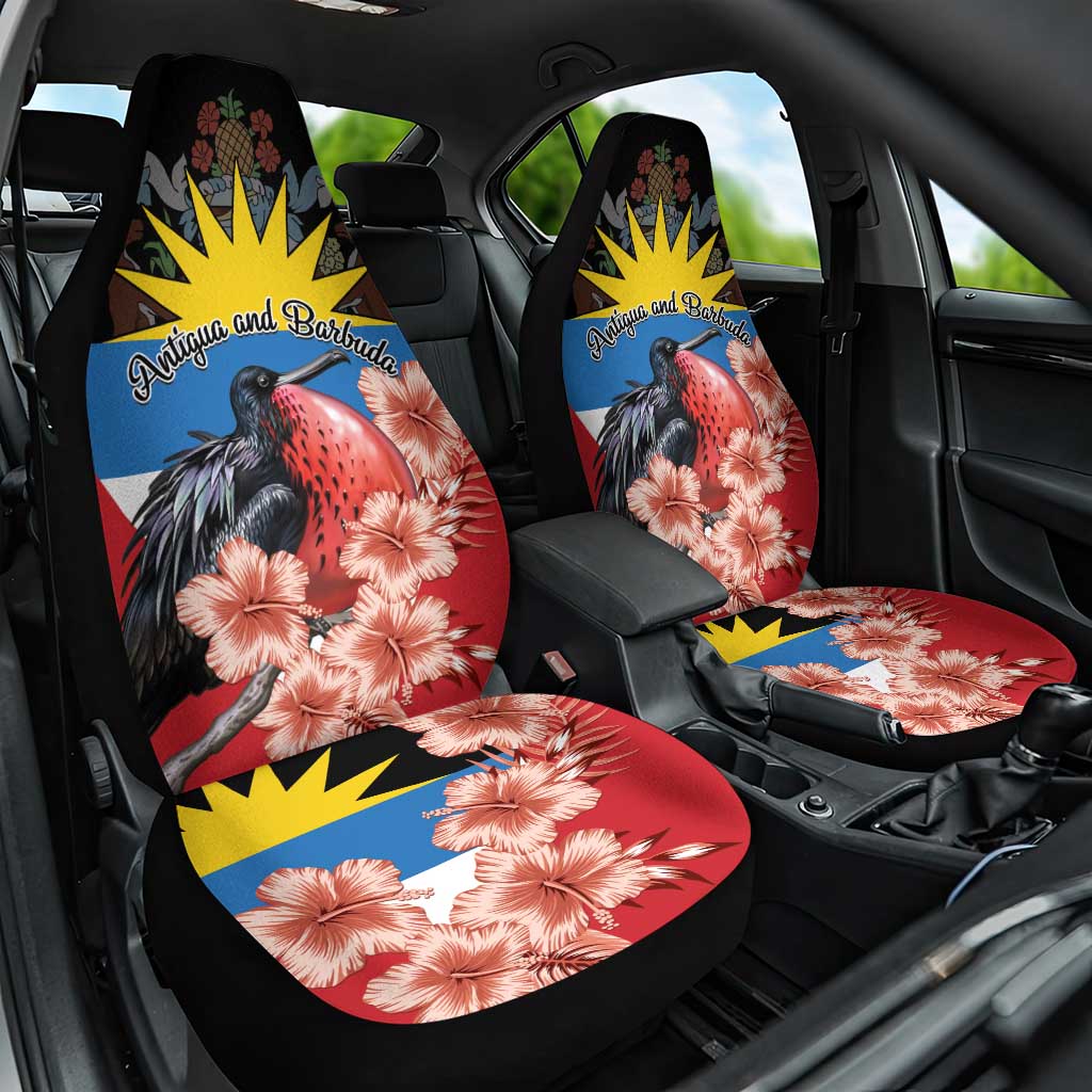 Antigua and Barbuda Car Seat Cover Magnificent Frigatebird Hibiscus - Wonder Print Shop