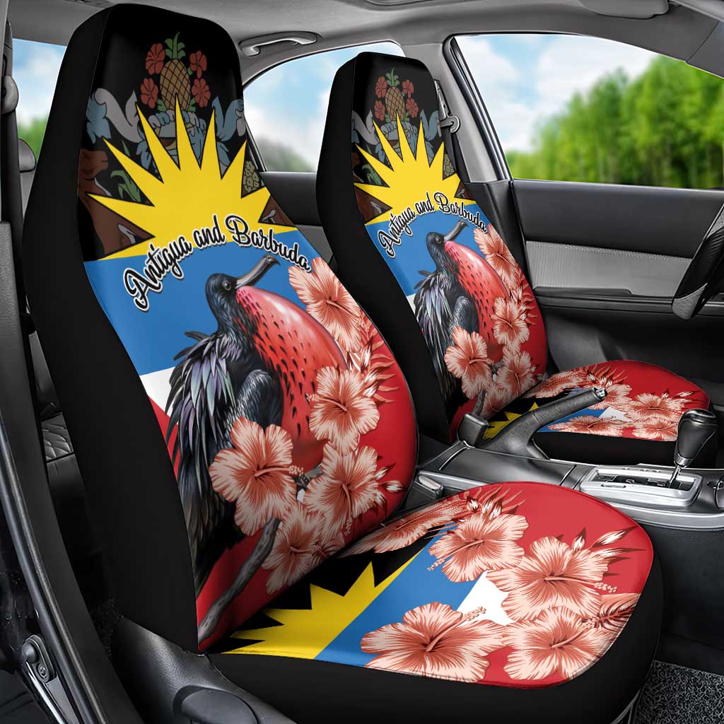 Antigua and Barbuda Car Seat Cover Magnificent Frigatebird Hibiscus - Wonder Print Shop