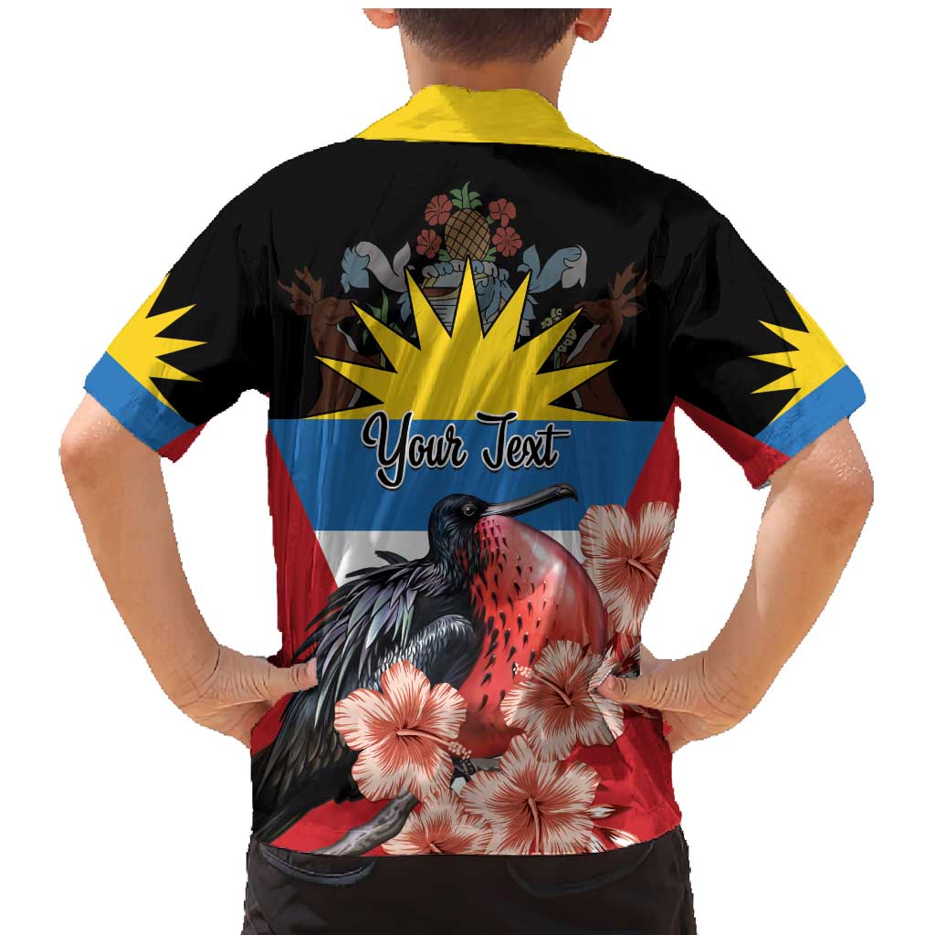 Personalized Antigua and Barbuda Family Matching Mermaid Dress and Hawaiian Shirt Magnificent Frigatebird Hibiscus - Wonder Print Shop