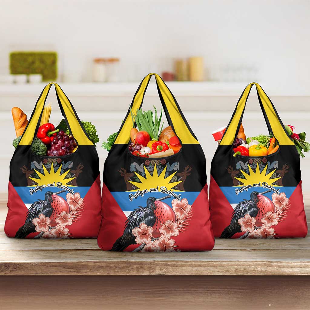 Antigua and Barbuda Grocery Bag Magnificent Frigatebird Hibiscus