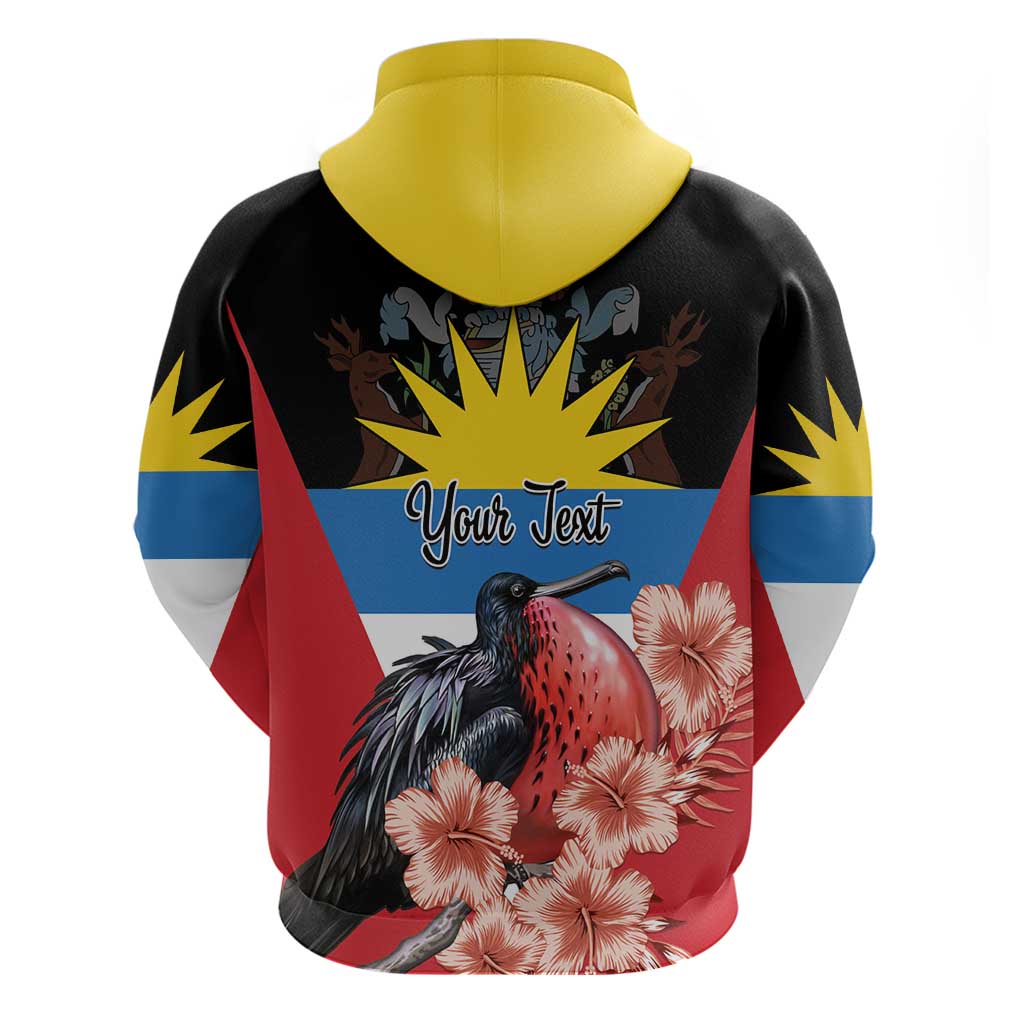 Personalized Antigua and Barbuda Hoodie Magnificent Frigatebird Hibiscus - Wonder Print Shop