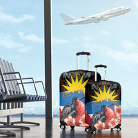 Antigua and Barbuda Luggage Cover Magnificent Frigatebird Hibiscus - Wonder Print Shop