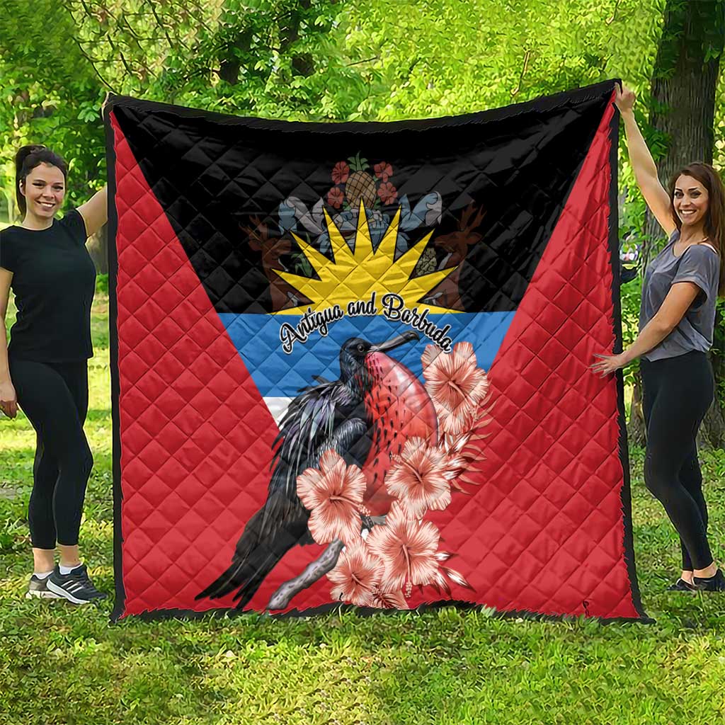 Antigua and Barbuda Quilt Magnificent Frigatebird Hibiscus - Wonder Print Shop