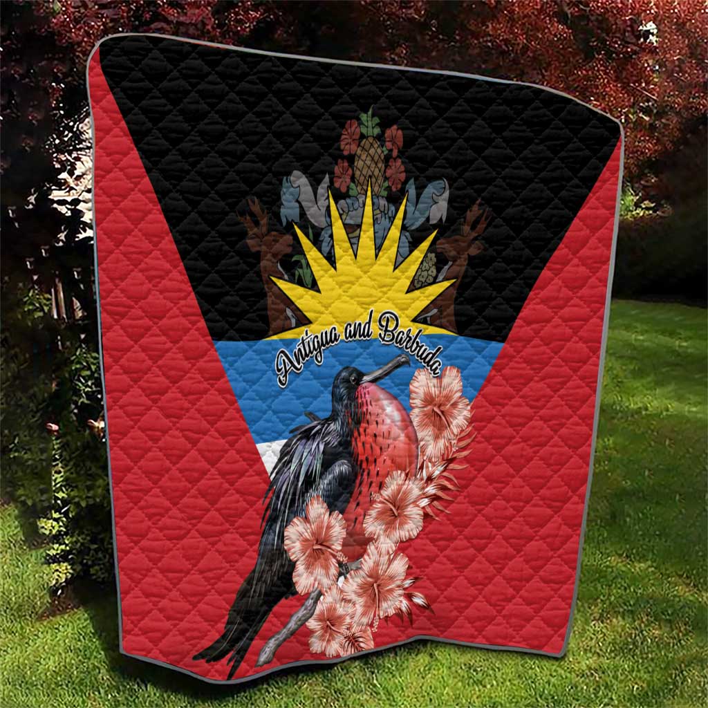 Antigua and Barbuda Quilt Magnificent Frigatebird Hibiscus - Wonder Print Shop
