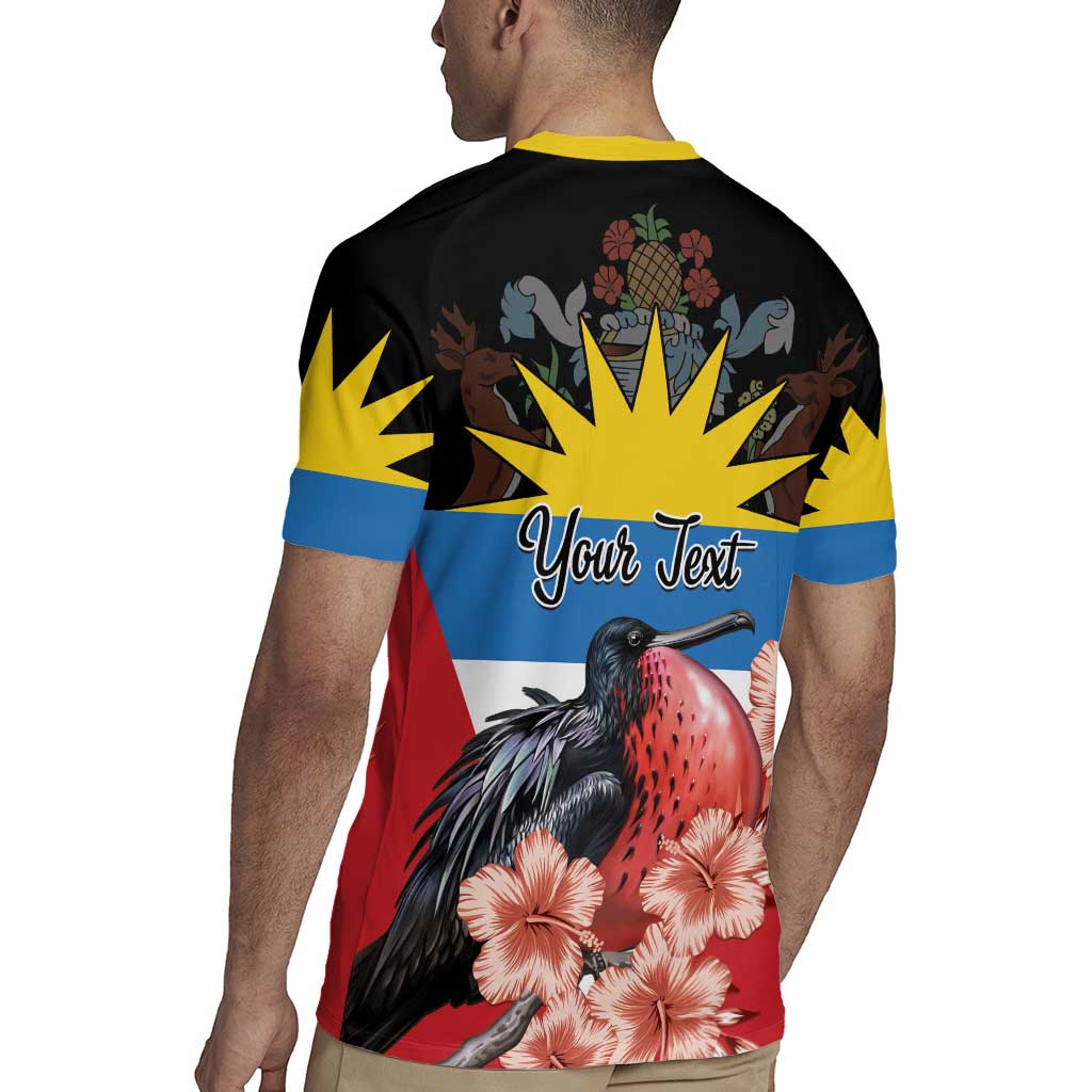 Personalized Antigua and Barbuda Rugby Jersey Magnificent Frigatebird Hibiscus - Wonder Print Shop