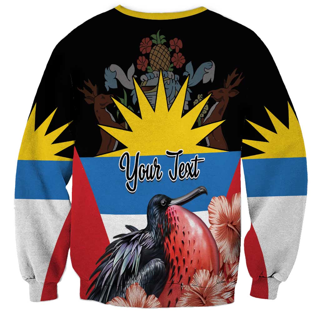 Personalized Antigua and Barbuda Sweatshirt Magnificent Frigatebird Hibiscus - Wonder Print Shop