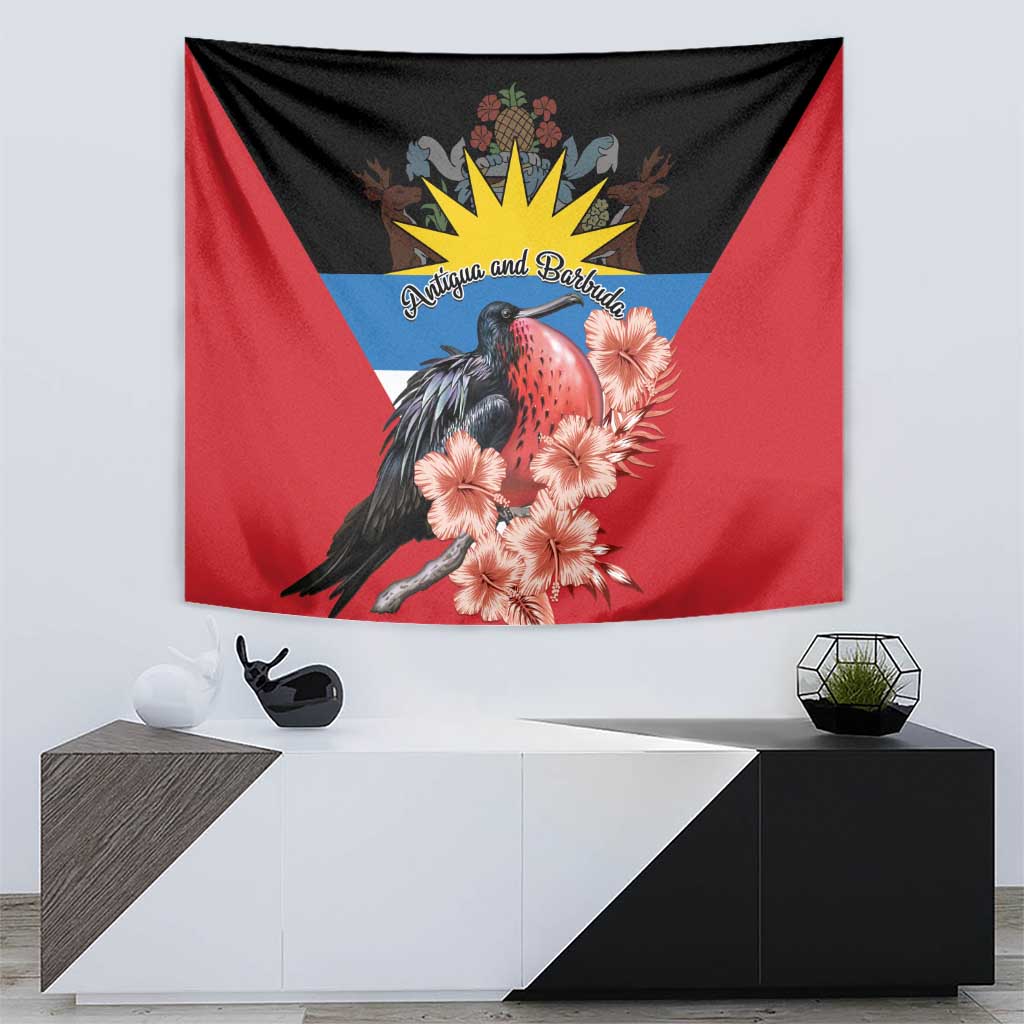 Antigua and Barbuda Tapestry Magnificent Frigatebird Hibiscus - Wonder Print Shop