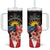 Personalized Antigua and Barbuda Tumbler With Handle Magnificent Frigatebird Hibiscus - Wonder Print Shop